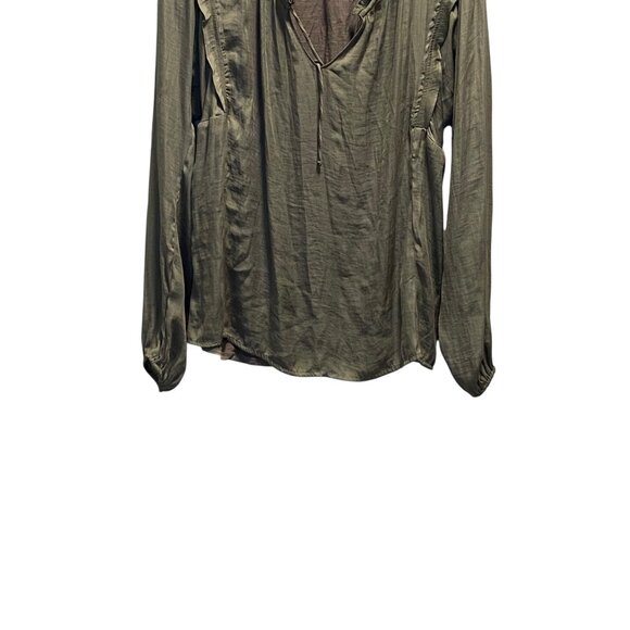 Dolan Anthropologie Peasant Blouse Olive Green Size M Earth Tone Fall Bohemian - Picture 7 of 13